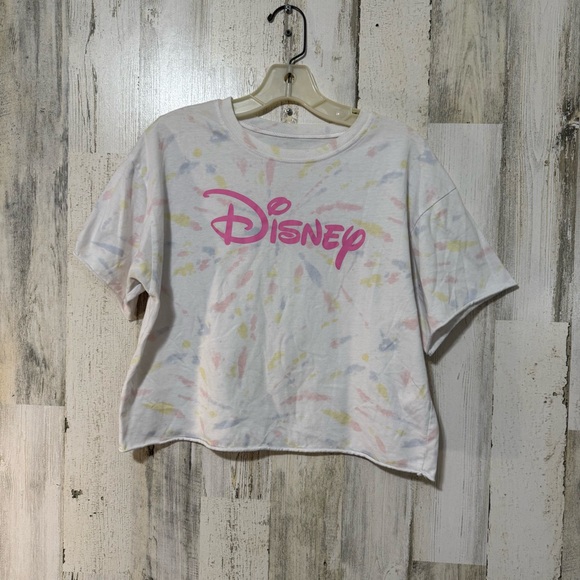Disney Kids White T-Shirt with Pink Logo - Picture 1 of 5